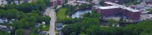 Birdseye view of Dover NH, where we are located. We are a electrician in Dover NH, offering residential electrical and commercial electrical services